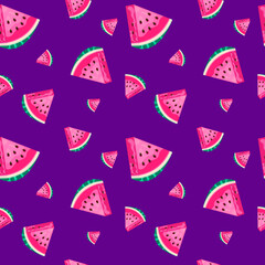 Seamless pattern of watermelon slices