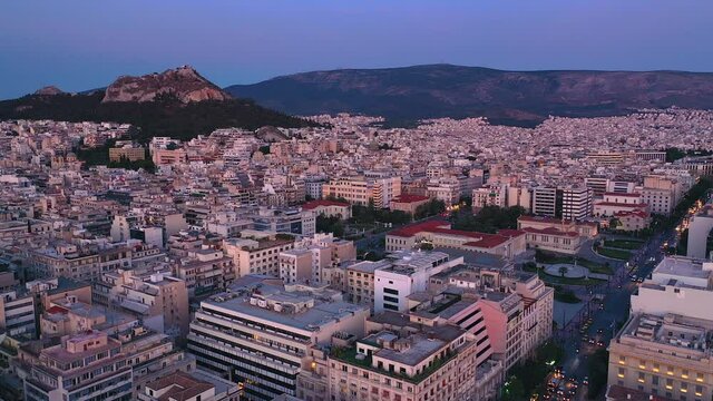 Athens evening aerial 4k video footage