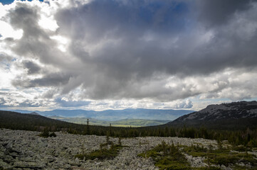 summer Hiking in the mountains of the southern Urals. mount Iremel