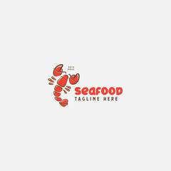 Obraz premium Lobster logo vector design, seafood restaurant logo