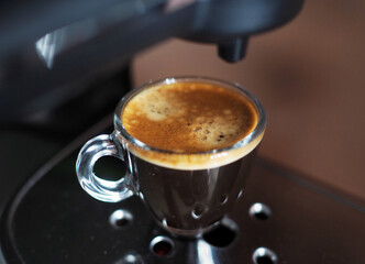 a cup of freshly prepared espresso