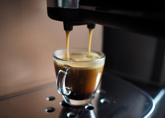 a cup of freshly prepared espresso