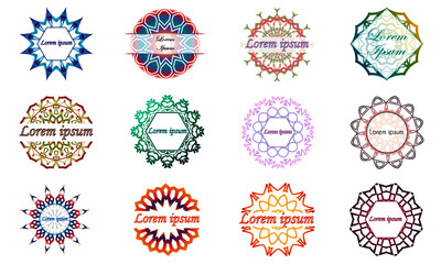 Collection of 12 mandala ornament labels