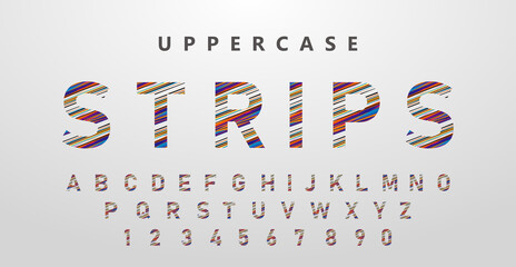 Obraz premium Modern style strips font, minimal Letters set for futuristic,colorful, sliced, universal, Branding & Identity.