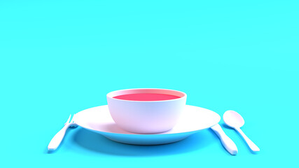 3d illustration background render healthy concept of minimal empty space shiny plates food eat dining diet care vitamins juicy medical weight loss strategy with no food fasting clean mockup view top