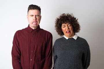 Negative human expressions and attitude. Angry dissatisfied female has disgusting expression as...