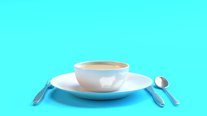 3d illustration background render healthy concept of minimal empty space shiny plates food eat dining diet care vitamins juicy medical weight loss strategy with no food fasting clean mockup view top