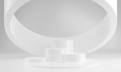 3d rendering illustration of background abstract pedestal board, art display mockup product decoration stand wallpaper