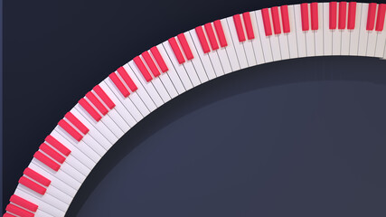 3d illustration of synth headphones music sound effect earphones earplugs dance video animation notes fly in air piano keys listen hear melody instrument live play pause sing background copy 