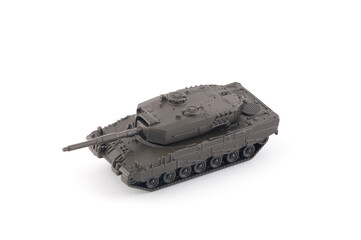 Modern tank toy miniature isolated on white background with clipping path