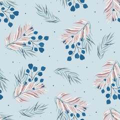 Fototapeta na wymiar Abstract seamless pattern with leaves. Vector template.