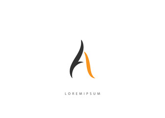 letter A logo template. Initial A and abstract fire icon