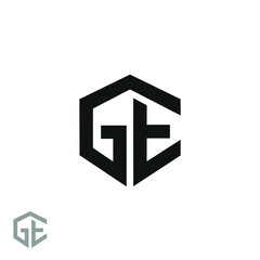 GE initial logo circle shape vector black and gold.