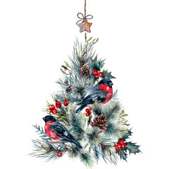 Watercolor Christmas Tree Card - 356752193