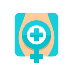 Fototapeta premium Gynecology icon - woman hips with venus and medicine symbol - flat vector emblem or logo template for women's consultation, gynecological department