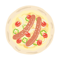 ソーセージピザのイラスト