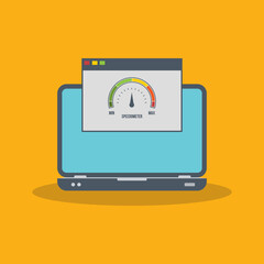 Speed test on laptop. Speedometer Internet Speed . Website speed loading time. EPS10 Vector illustration. All elements are in separate layer.
