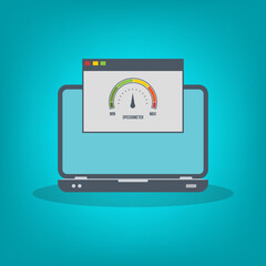 Speed test on laptop. Speedometer Internet Speed . Website speed loading time. EPS10 Vector illustration. All elements are in separate layer.