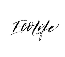 Fototapeta premium Eco life phrase. Hand drawn brush style modern calligraphy. Vector illustration of handwritten lettering. 