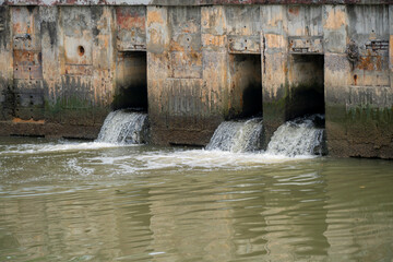 waste water industry flowing into the river