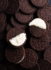 Chocolate sandwich cookies with cream filling