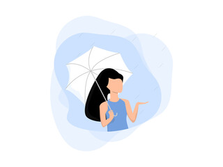 Girl enjoying rainy vector illustration 