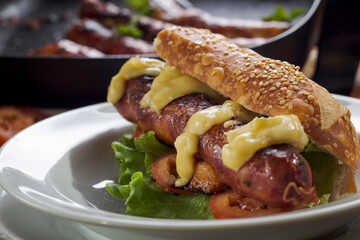Typical Brazilian sausage sandwich 