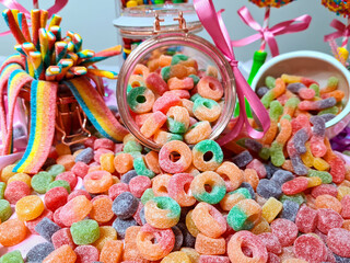 Delicious, fun and colorful jelly beans of different shapes. Beautiful to decorate a beautiful...