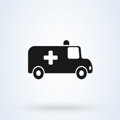 Ambulance car icon, isolated simple flat illustration.