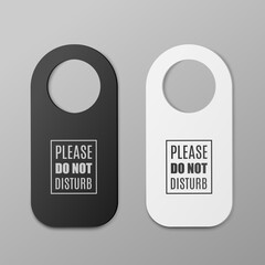 Please do not disturb - hotel door knob hanger in black and white