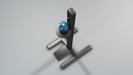 3D rendering hands free Sanitizer Stand, this equipment without touching hand sanitizer, touchless equipment concept.