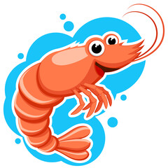 Red shrimp on a background of water