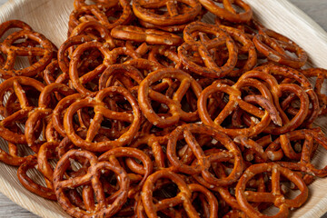 Salt Pretzels on a plate. Snack for party