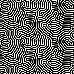 Seamless vector abstract pattern with rounded irregular compound lines, inspired by nature. Modern repeatable background in monochrome.