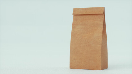 Craft paper package 3D rendering isolated on white background. Packaging template mock up.