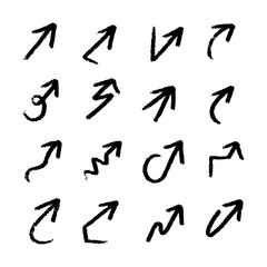 Vector rough hand drawn arrows isolated on white background