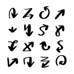 Vector rough hand drawn arrows isolated on white background