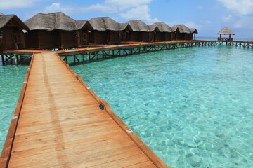 Houses on the water. Amazing Maldives. Beautiful clear water.