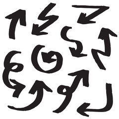 Vector rough hand drawn arrows isolated on white background