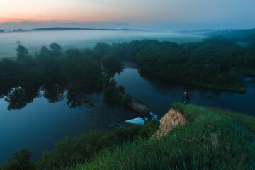 Ishutinsky settlement and floodplain of the river Beautiful Sword. Russia, Tula region, June 2020