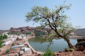 view of agastya lake from badami cave