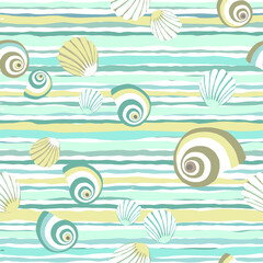 Vector seamless pattern with shells. Modern abstract design for paper, cover, fabric, interior decor and other users.
