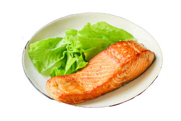 fried salmon barbecue grill Menu concept serving size. food background top view copy space for text keto or paleo pescatarian diet organic 