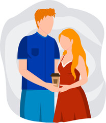 Vector flat illustration of lovers girl and guy