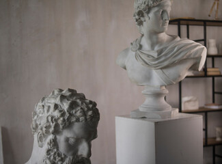 White beautiful sculpture on a gray background