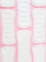 Intimate hygiene women's accessories. Daily sanitary pads. Menstrual cycle.