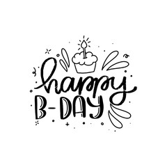 Happy Birthday Lettering Card Design. Happy Birthday Modern Brush Typography lettering. Greeting card. Vector illustration.