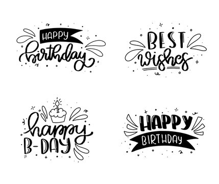 Happy Birthday Lettering Card Design. Happy Birthday Modern Brush Typography lettering. Greeting card. Vector illustration.