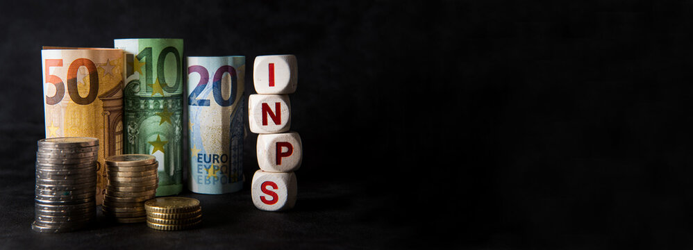 COVID bonus INPS Italian pension institution with copy space on black background