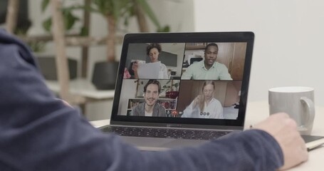 Video call with colleagues working from home, Business people using Video Conferencing technology for virtual meeting